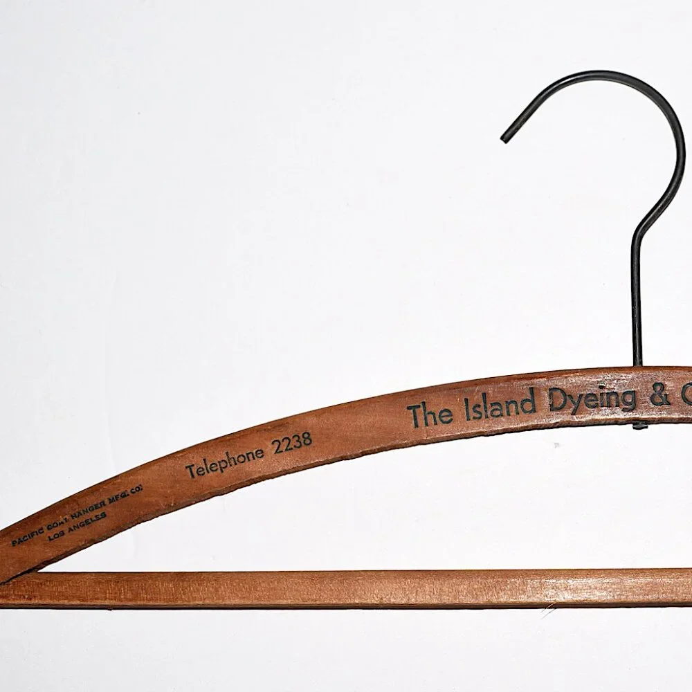 Vintage Engraved Wood Hanger from Hawaii Business by Pacific Coat Hanger